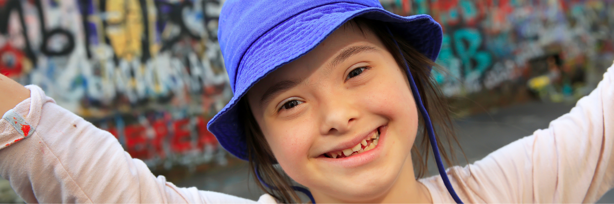 Face of a girl with embracing arms